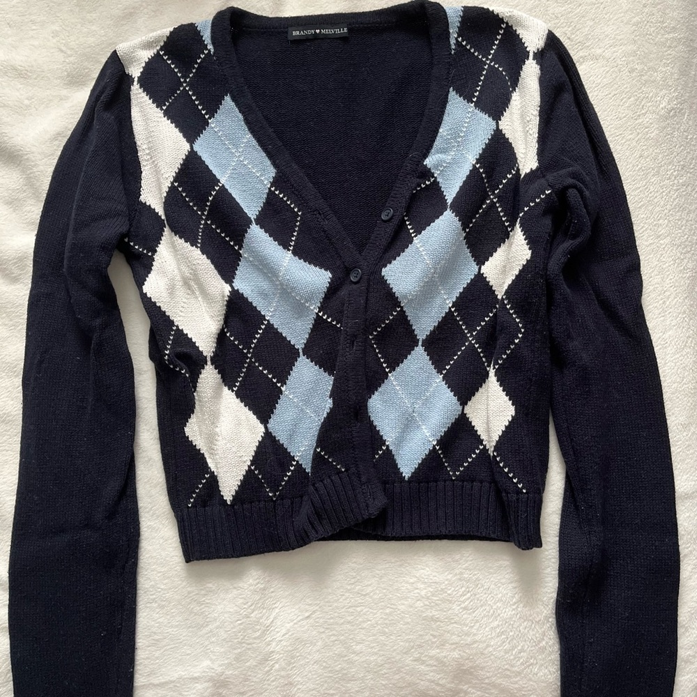 Brandy Melville blue argyle sweater